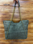 Bolso shopper grande con cadenas doradas