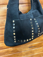 Bolso de hombro efecto ante con tachas