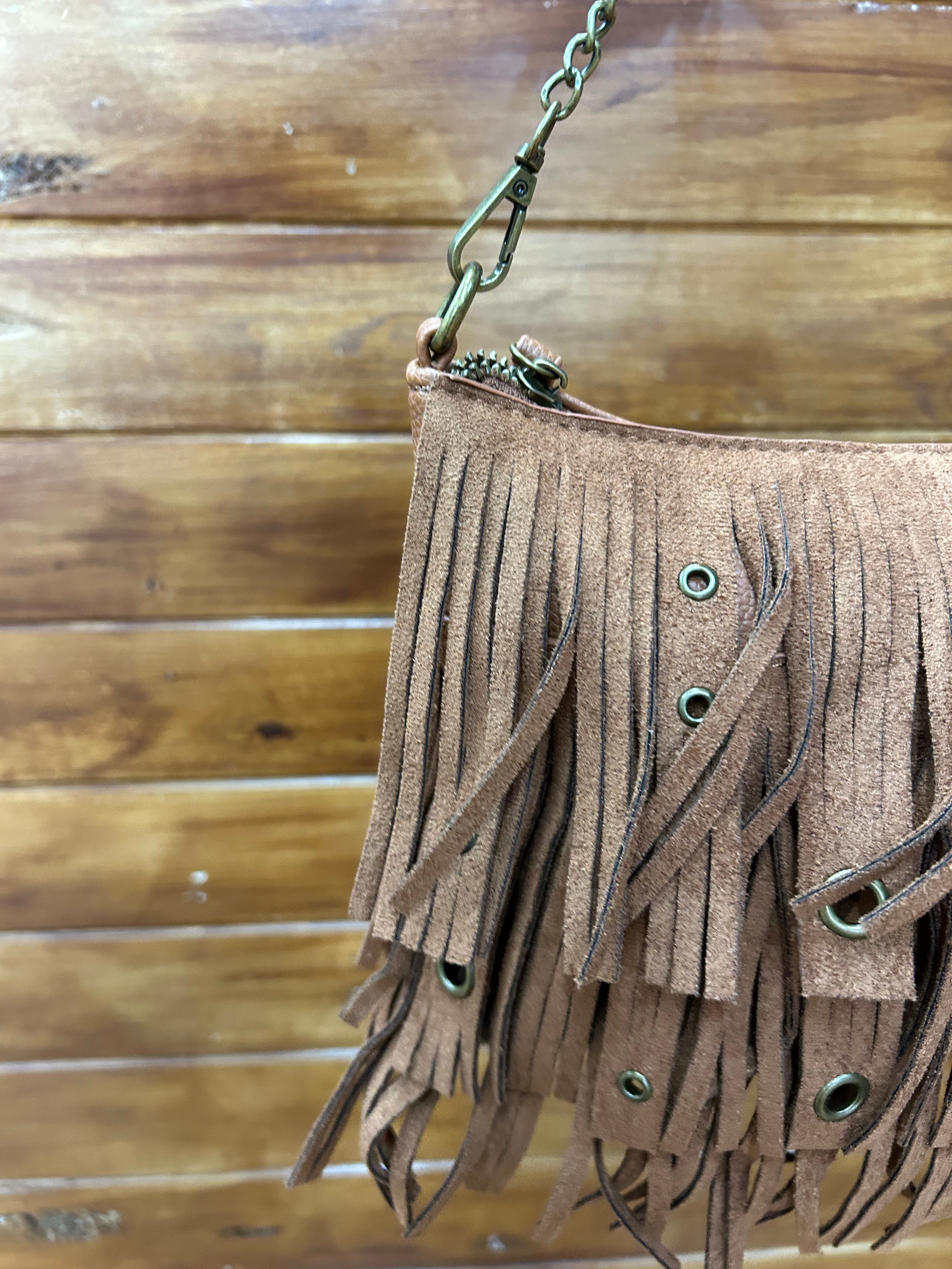 Bolso bandolera pequeño con flecos