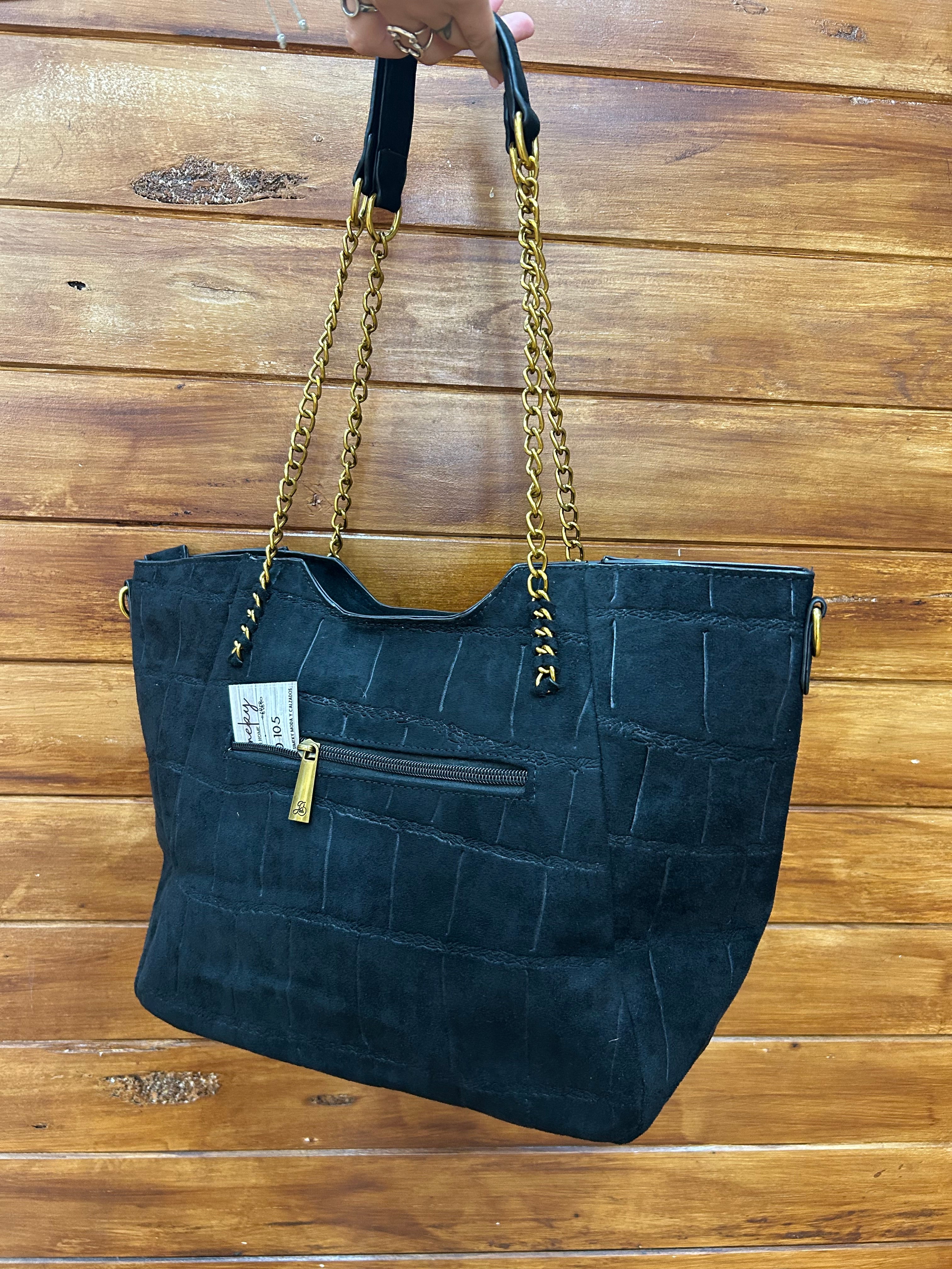 Bolso shopper grande con cadenas doradas