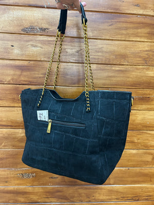 Bolso shopper grande con cadenas doradas