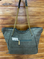 Bolso shopper grande con cadenas doradas
