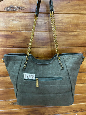 Bolso shopper grande con cadenas doradas