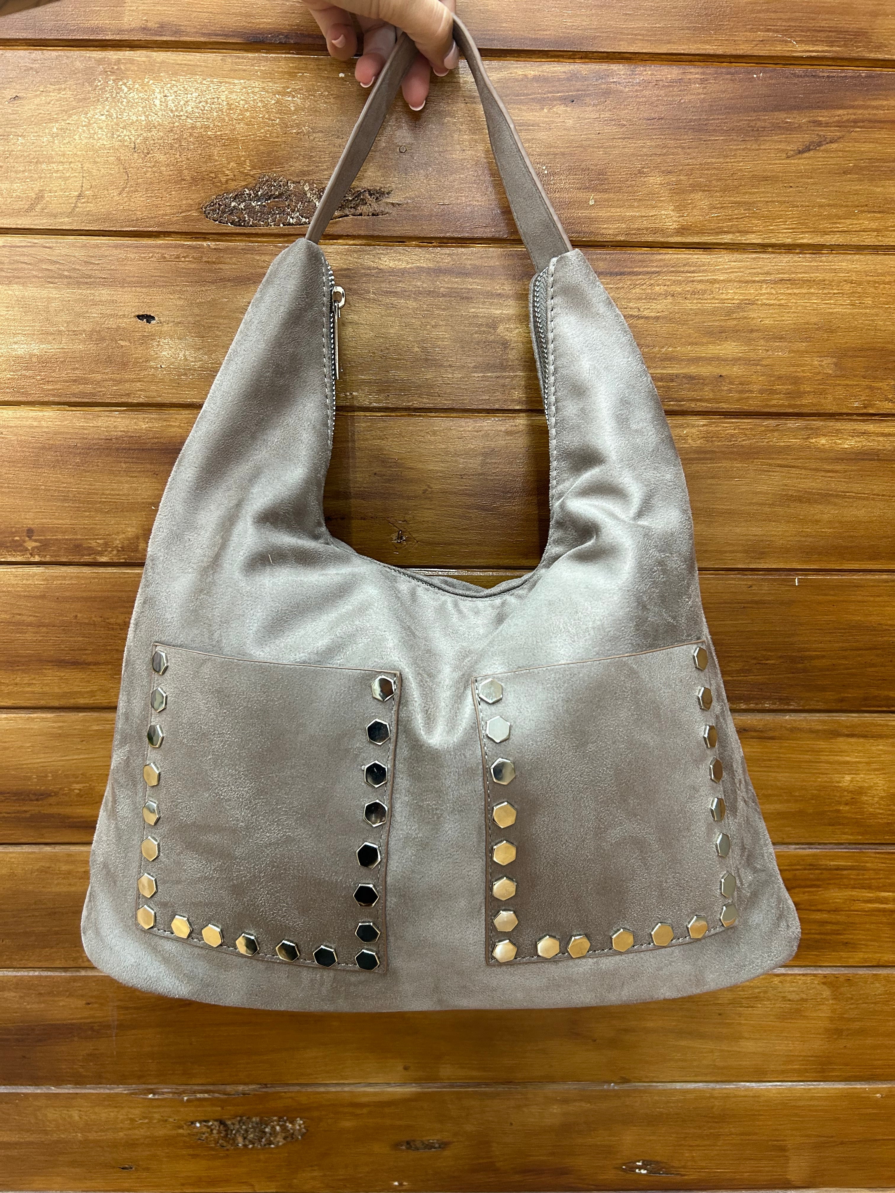 Bolso de hombro efecto ante con tachas